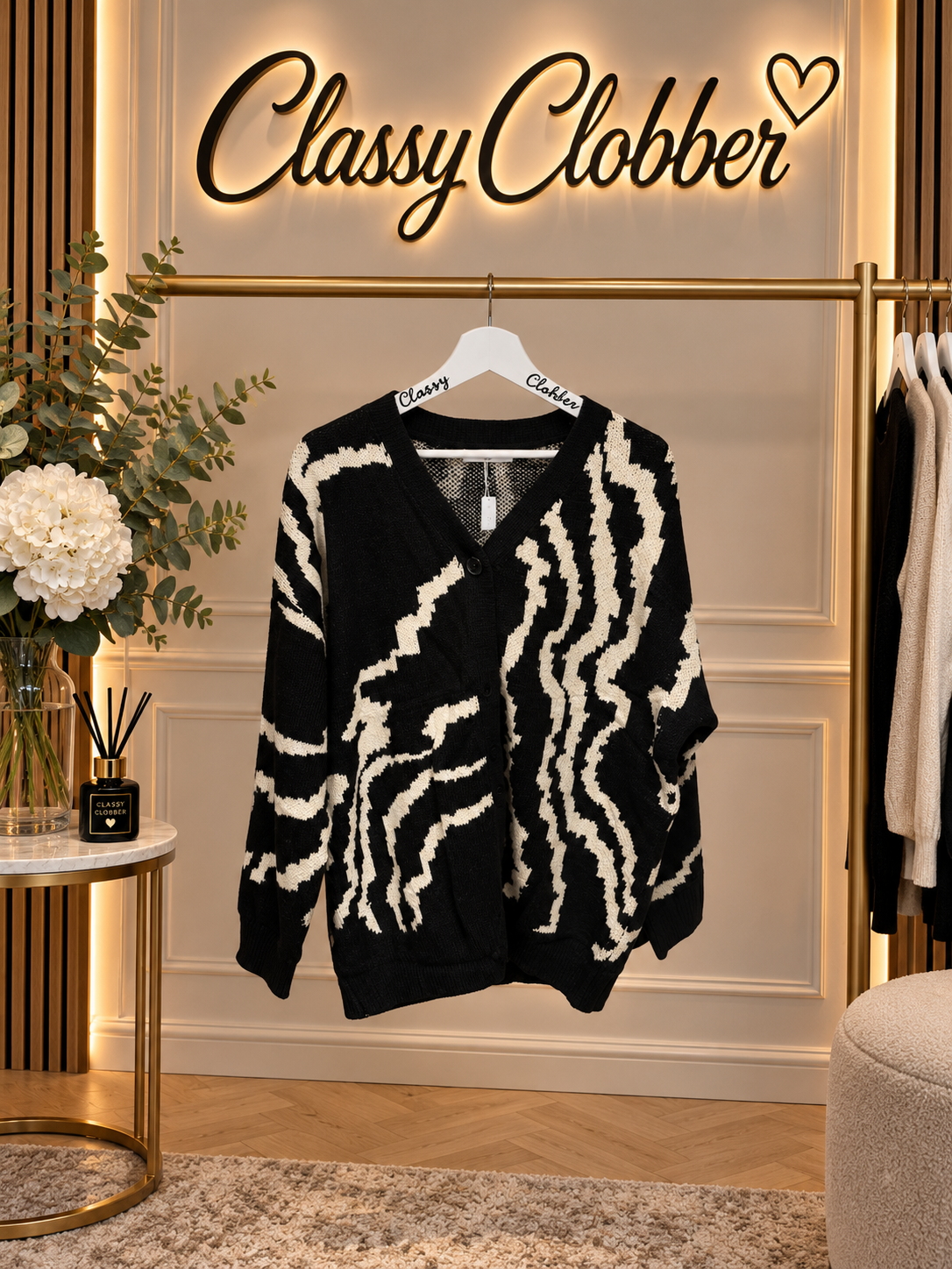 Black & Beige Knit Cardigan