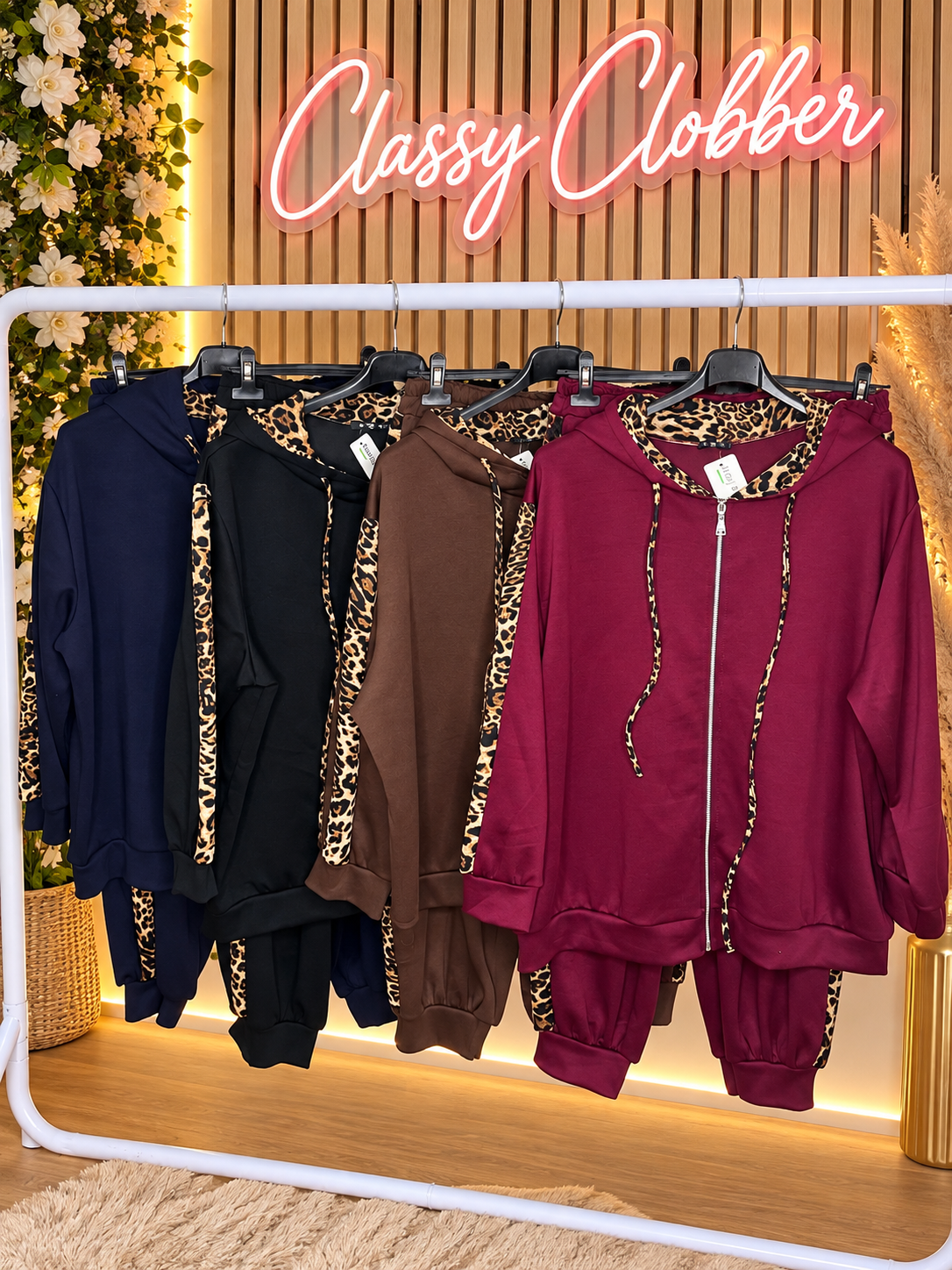 Plus Size Leopard Print Tracksuit