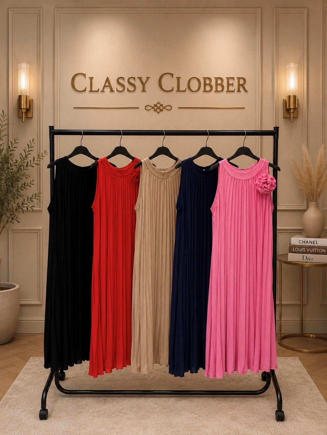 Pleated Rosetta Dresses