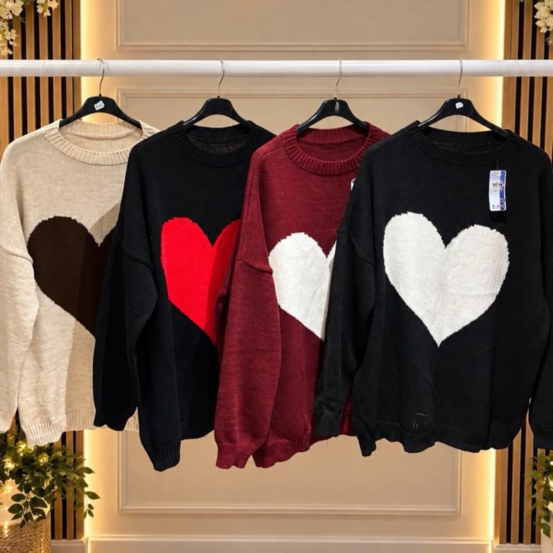 Plus Size Knit Heart Jumpers