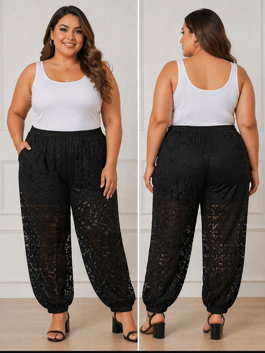 Plus Size Lace Trousers