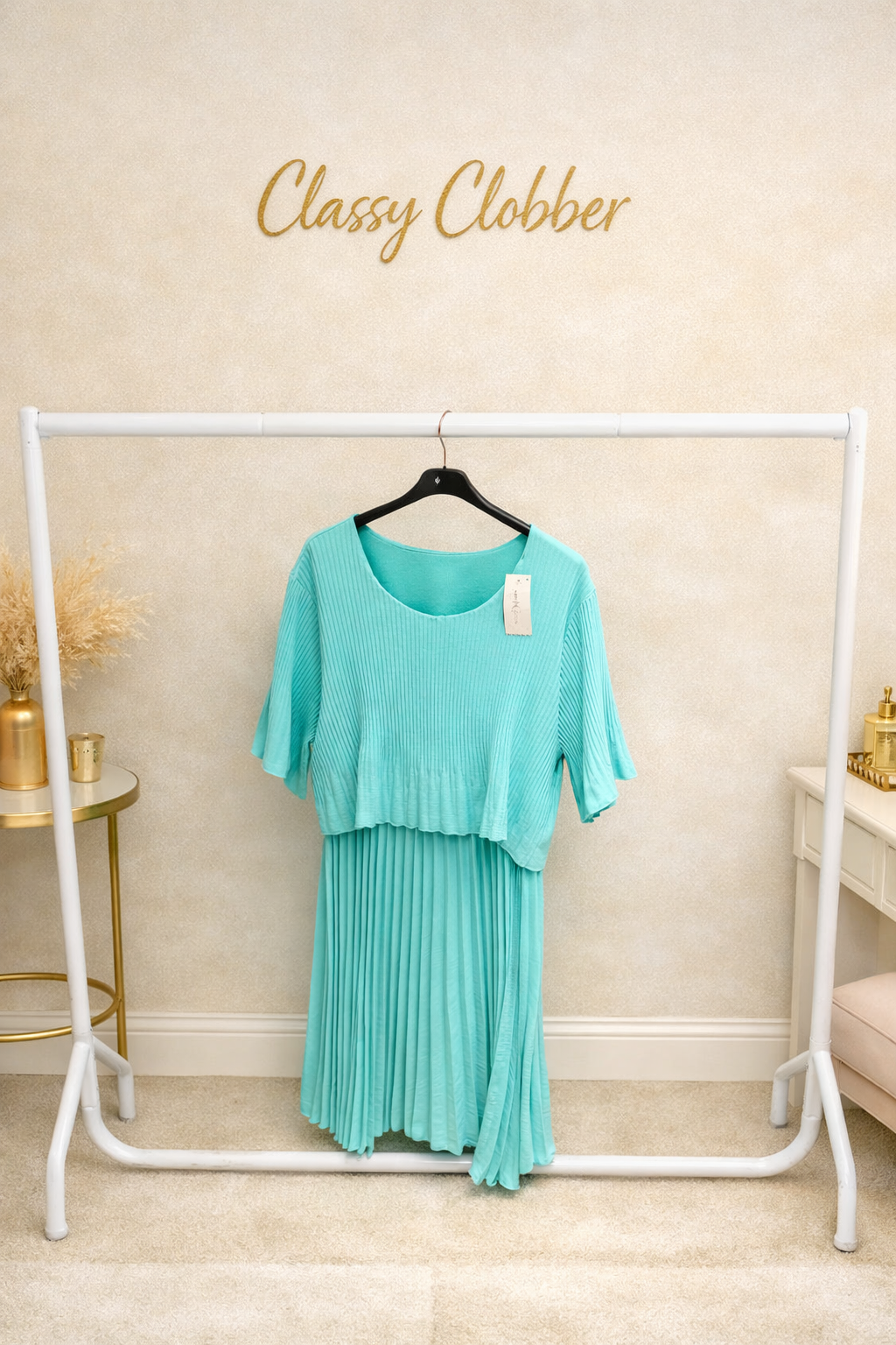 Pleated Mint Dress