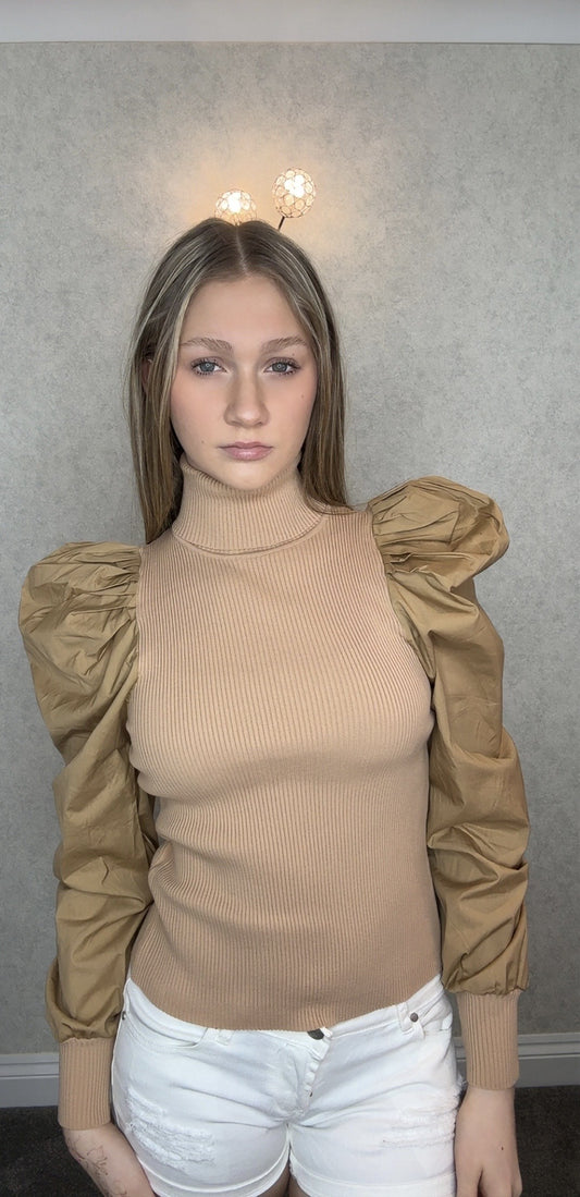 Daisy Range Ruffle Sleeve Roll Neck